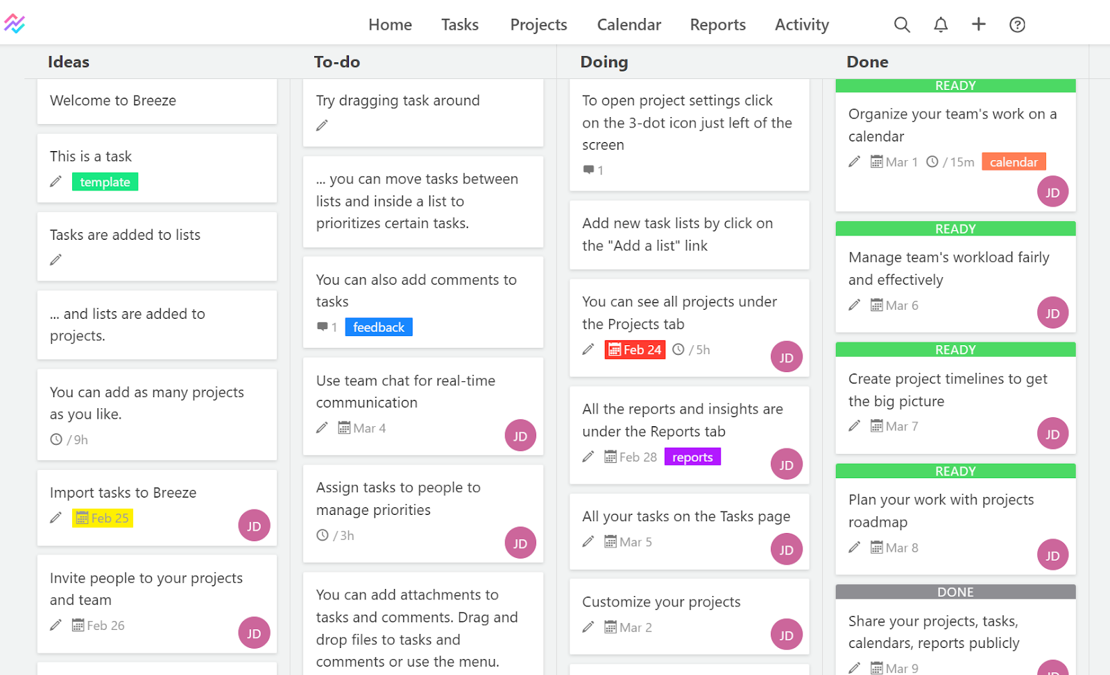 Breeze project management software